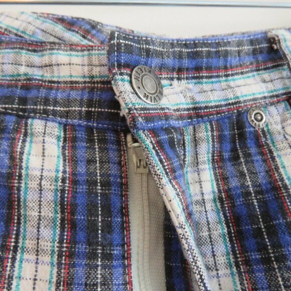 VINTAGE CALVIN KLEIN Y2K Tartan Plaid High Rise Straight Cotton Pants Jeans Punk - Picture 7 of 14